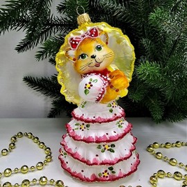  Кошка с желтым зонтиком матовая